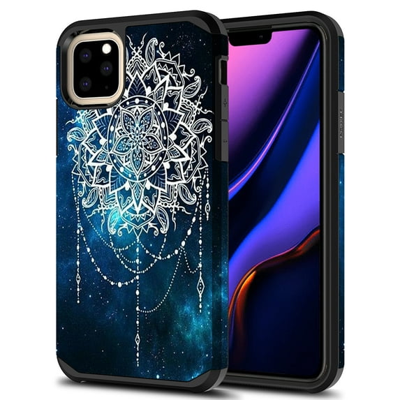 iPhone 11 Pro Case, Kaesar Slim Hybrid Dual Layer Shockproof Hard Cover Graphic Fashion Cute Colorful Silicone Skin Cover Armor Case for iPhone 11 Pro (Mandala Galaxy)