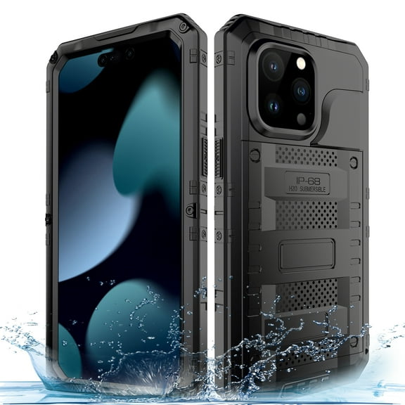 for iPhone 11 Pro Case, Military Grade IP68 Waterproof Dustproof Shockproof Full Body Sealed Underwater Case with Built-in Screen Protector Heavy Duty Metal Rugged Defender Phone Case,Black