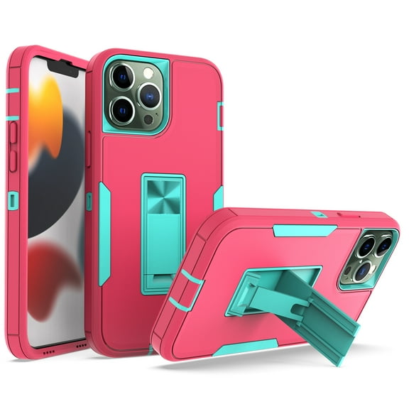 for iPhone 11 Pro Case: Military Grade Protection Shockproof Phone Cover Build-in Hidden Kickstand & Rugged TPU Shell | Matte Durable Drop Proof Heavy Duty Case,Rose+Green