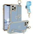 thumbnail image 1 of iPhone 11 Pro Case, Phone Case for iPhone 11 Pro, Cute Heart Wristband Lanyard Cross Body Strap Electroplated Camera Protection Shockproof Protective Case Girls for iPhone 11 Pro 5.8"-Grey, 1 of 16
