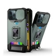 thumbnail image 1 of iPhone 11 Pro Case with Slide Camera Cover, Allytech Hard PC & TPU Impact Resistant Shockproof Bumper Protective Case with Ring Kickstand [1 Card Holder] Cover for iPhone 11 Pro 5.8"(2019), Darkgreen, 1 of 6