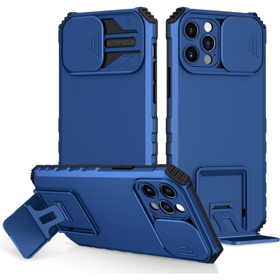 for iPhone 11 Pro Case with Slide Camera Cover, ArmourSilicone TPU Bumper Tough PC Cover with Kickstand, Military Shockproof Absorption Protective Cell Phone Case for iPhone 11 Pro Blue