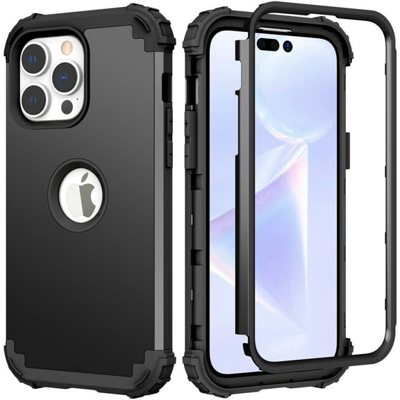 for iPhone 11 Pro Case, Slim Dual Layer 3 in 1 Heavy Duty Protection Hybrid Hard PC Soft Silicone Rugged Bumper Anti Slip Full-Body Protective Cases for iPhone 11 Pro, Black