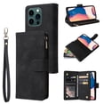 thumbnail image 1 of iPhone 11 Pro Case, iPhone 11 Pro Wallet Case with Zipper for Women/Men, PU Leather Magnetic Buckle Flip Kickstand Closure Wrist Strap Zipper Card Holder Phone Cover for Apple 11 Pro, Black, 1 of 9