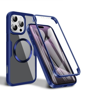 for iPhone 11 Pro Clear Case with Built-in Screen Protector Film, Compatible with Mag-Safe, Military-Grade Protection Yellowing Resistant, Slim Shockproof Magnetic Full Body Phone Case, Blue