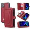thumbnail image 1 of iPhone 11 Pro Max 6.5" 2019 Case, Allytech PU Leather Fluip Multi Funtion Shockproof Zipper Cards Holder Wallet Cash Pocket Purse Detachabel Magnetic Back Cover for Apple iPhone 11 Pro Max 6.5", Red, 1 of 10