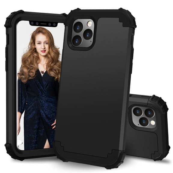 iPhone 11 Pro Max 6.5" Case, Allytech 3 In 1 Hybrid PC Silicone Heavy Duty Rugged Bumper Heavy Duty Defender Armor Shockproof Anti-Scratch Back Cover Case for Apple iPhone 11 Pro Max 6.5", Black