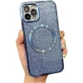 thumbnail image 1 of iPhone 11 Pro Max 6.5" Magnetic Glitter Case, [Compatible with Magsafe] Cute Luxury Plating Bling Clear Phone Case, Full Camera Lens Protector Anti-Scratch Shockproof Protective Case-Blue, 1 of 12