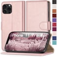 thumbnail image 1 of for iPhone 11 Pro Max 6.5" Phone case[RFID Blocking Leather],[3 Credit Card Slot] Flip Folio Book Shockproof Protector,Holder Stand Cases,Women Men for Apple 11 ProMax Wallet Cover,Rose Gold, 1 of 12