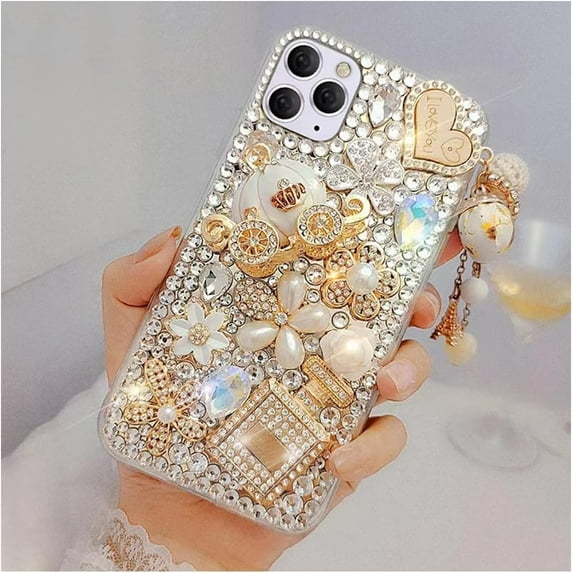 iPhone 11 Pro Max Bling Case,Women Girls 3D Luxury Sparkle Diamond Crystal Rhinestone Pumpkin Car Charm Pendant Glitter Protective Case Cover Premium Gems, Made with Ingenuity