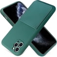 thumbnail image 1 of iPhone 11 Pro Max Case 2019 (6.5 Inch) Liquid Silicone Card Slot Soft Thin Ultra Slim Fit Cover Shockproof Anti Scratch Microfiber Lining Full Body Protection Shell-Blackish Green, 1 of 12