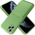 thumbnail image 1 of iPhone 11 Pro Max Case 2019 (6.5 Inch) Liquid Silicone Card Slot Soft Thin Ultra Slim Fit Cover Shockproof Anti Scratch Microfiber Lining Full Body Protection Shell-Matcha Green, 1 of 12