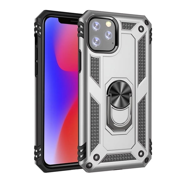 iPhone 11 Pro Max Case 6.5" 2019, Allytech Rugged Silicone with Kickstand Dual Layer Hybrid Heavy Duty Shockproof Protection Bumper Defender Back Cover Case for Apple iPhone 11 Pro Max 6.5",Silver