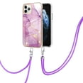 thumbnail image 1 of iPhone 11 Pro Max Case, Allytech Marble Pattern Rubber Slim Fit Lightweight Shoulder Strap Lanyard Anti-scratch Shockproof Heavy Protection Back Cover for Apple iPhone 11 Pro Max, Lightpurple, 1 of 4