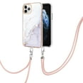 thumbnail image 1 of iPhone 11 Pro Max Case, Allytech Marble Pattern Rubber Slim Fit Lightweight Shoulder Strap Lanyard Anti-scratch Shockproof Heavy Protection Back Cover for Apple iPhone 11 Pro Max, White, 1 of 4