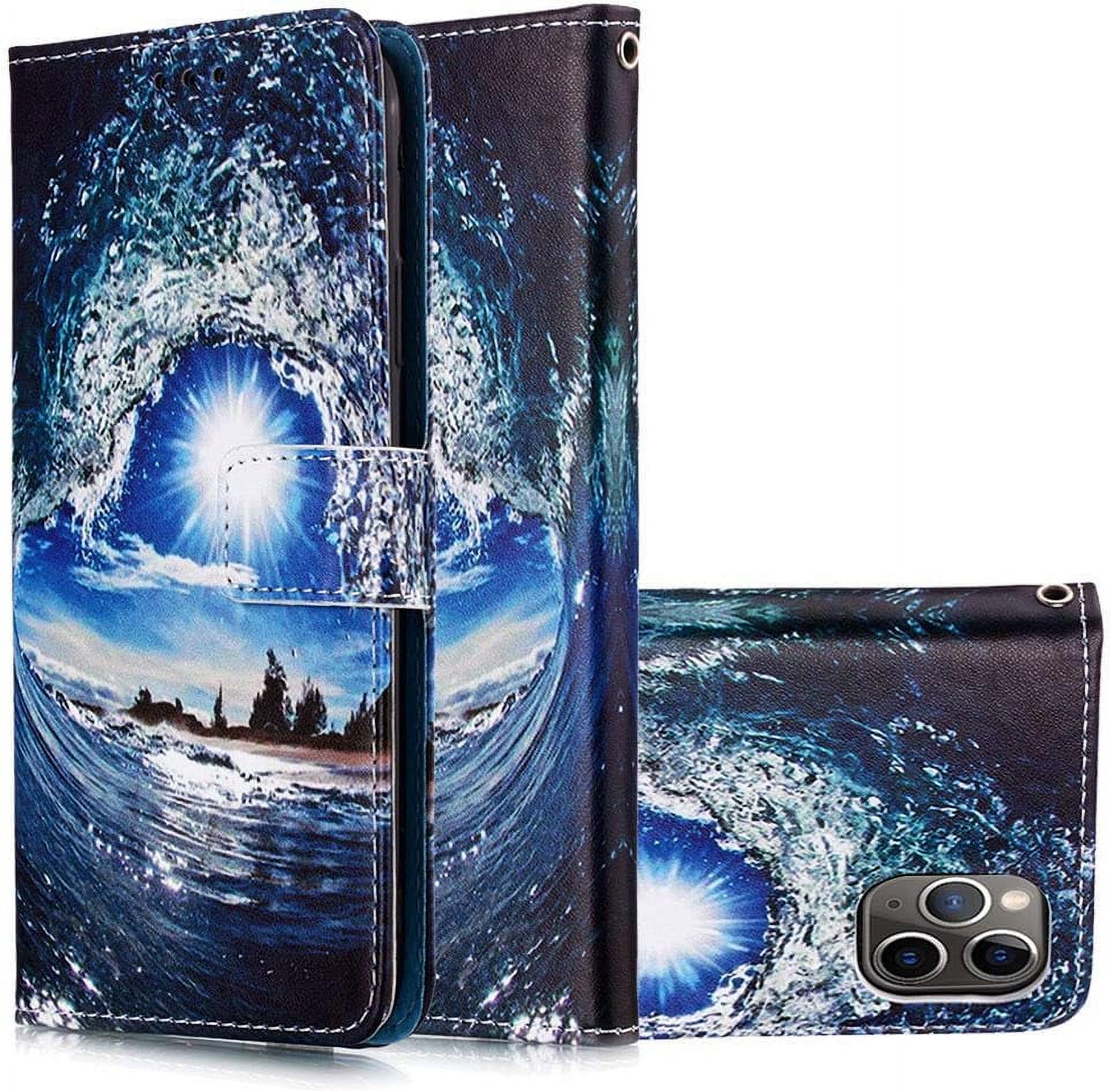 Étui Portefeuille Flip Cover Miroir Pour IPhone 17 Pro Max - Style Bookstyle, Rabat Transparent, Fonction Kickstand, Protection Complète (PC+PU, Couleur Bleu MX)