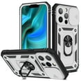 thumbnail image 1 of for iPhone 11 Pro Max Case with Camera Cover, 360° Rotate Ring Stand Impact-Resistant Shockproof Protective Bumper Car Mount Magnetic Armor Military Drop Protection Heavy Duty Case, White+Black, 1 of 11