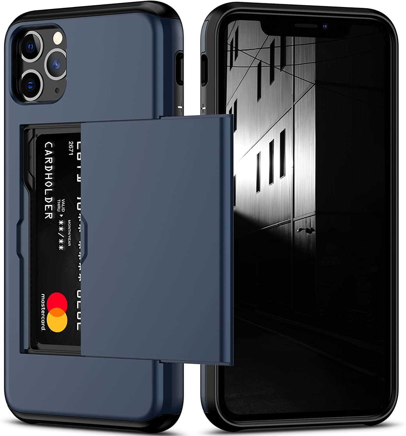 for iPhone 11 Pro Max Case with Card Holder Heavy Duty Protective