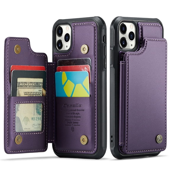 for iPhone 11 Pro Max Case with Card Holder, Wallet Case for Women Men with RFID Blocking, Durable Leather Kickstand Magnetic Clasp Shockproof Phone Case for iPhone 11 Pro Max