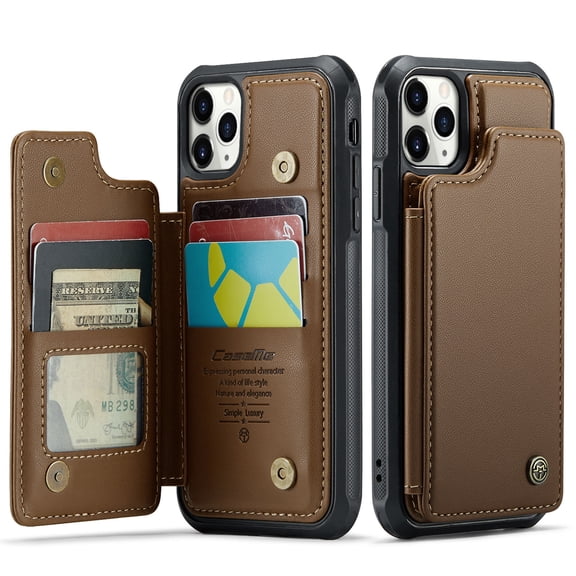 for iPhone 11 Pro Max Case with Card Holder, Wallet Case for Women Men with RFID Blocking, Durable Leather Kickstand Magnetic Clasp Shockproof Phone Case for iPhone 11 Pro Max