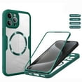 thumbnail image 1 of for iPhone 11 Pro Max Case Clear, Magnetic Case with Screen Protector, Compatible with MagSafe, Not Yellowing Shockproof Full Body Protection Slim Transparent Case for iPhone 11 Pro Max, Darkgreen, 1 of 8