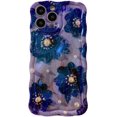 thumbnail image 1 of for iPhone 11 Pro Max Case, Colorful Retro Oil Painting Printed Flower Phone Case for Girls Women, TPU Cute Curly Wave Edge Durable Protective Phone Cover, Black Purple Flowers, 1 of 14