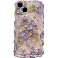 thumbnail image 1 of for iPhone 11 Pro Max Case, Colorful Retro Oil Painting Printed Flower Phone Case for Girls Women, TPU Cute Curly Wave Edge Durable Protective Phone Cover, Purple Bouquet, 1 of 13