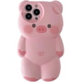 thumbnail image 1 of iPhone 11 Pro Max Case, Cute 3D Pig Cartoon Silicone Bumper Cover, Lightweight Shockproof Protective Case for Women Girls, Pink, 1 of 8