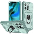 thumbnail image 1 of iPhone 11 Pro Max Case,Dteck Shockproof Rubber Slide Camera Lens Protection Hybrid PC Ring Holder Kickstand Card Slot Design Cover For Apple iPhone 11 Pro Max 6.5-inch,Green, 1 of 9