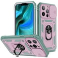 thumbnail image 1 of iPhone 11 Pro Max Case,Dteck Shockproof Rubber Slide Camera Lens Protection Hybrid PC Ring Holder Kickstand Card Slot Design Cover For Apple iPhone 11 Pro Max 6.5-inch,Pink+Green, 1 of 9