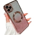 thumbnail image 1 of for iPhone 11 Pro Max Case Glitter Magnetic Compatible with MagSafe Full Camera Lens Protection Luxury Plating Cute Bling Clear Shockproof Slim Phone Case for Women Girls (Pink), 1 of 13