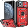 thumbnail image 1 of for iPhone 11 Pro Max Case with HD Screen Protector, Heavy Duty Shockproof with 360° Rotation Metal Kickstand [Military Grade] Protective Case for iPhone 11 Pro Max, Red, 1 of 15