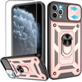 thumbnail image 1 of for iPhone 11 Pro Max Case with HD Screen Protector, Heavy Duty Shockproof with 360° Rotation Metal Kickstand [Military Grade] Protective Case for iPhone 11 Pro Max, Rose Gold, 1 of 15