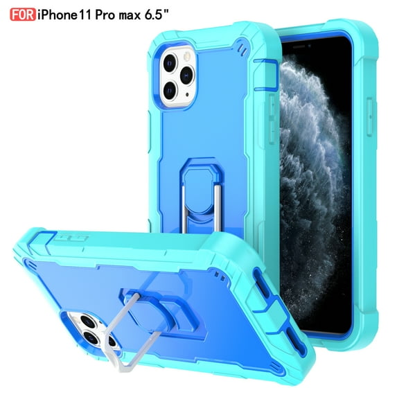 iPhone 11 Pro Max Case - Heavy Duty Hybrid Rugged Dual Layer Protective Shockproof Kickstand Cover with Ring Holder for Apple iPhone 11 Pro Max 6.5", M