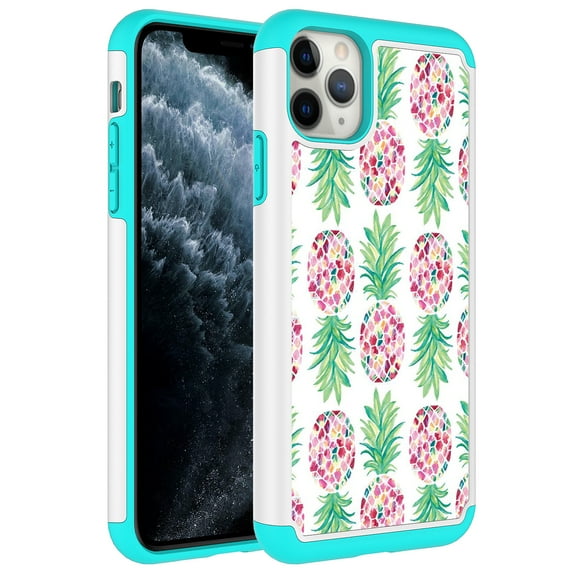 iPhone 11 Pro Max Case, KAESAR Hybrid Dual Layer Graphic PU Leather Colorful TPU Fashion Protective Cover Armor Case for iPhone 11 Pro Max (Pineapple)