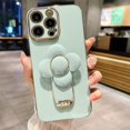 thumbnail image 1 of for iPhone 11 Pro Max Case Luxury Plating Hidden Stand Case Cover, Cute Rotatable Flower Windmill Kickstand for Women Girls with Camera Protector Soft TPU Shockproof Bumper 6.5 inch - Teal, 1 of 9
