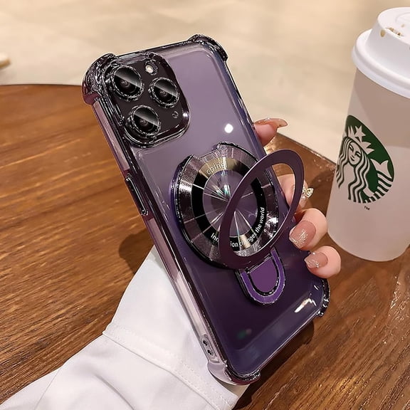 for iPhone 11 Pro Max Case with Magnetic Ring Stand,[Compatible with MagSafe] Four Corners Shockproof [Military Grade Drop Protection] Luxury Slim Kickstand Case for iPhone 11 Pro Max-Purple