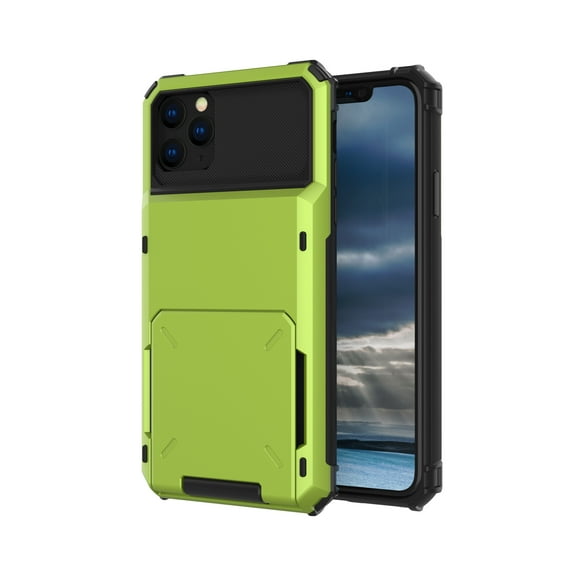 iPhone 11 Pro Max Case, Mantto Wallet Cover 5 Credit Card Slots Holder Flip Hidden Rugged Dual Layer PC & TPU 2 in 1 Protection Hybrid Tough Back Armor Phone Skin For Apple iPhone 11 Pro Max, Green