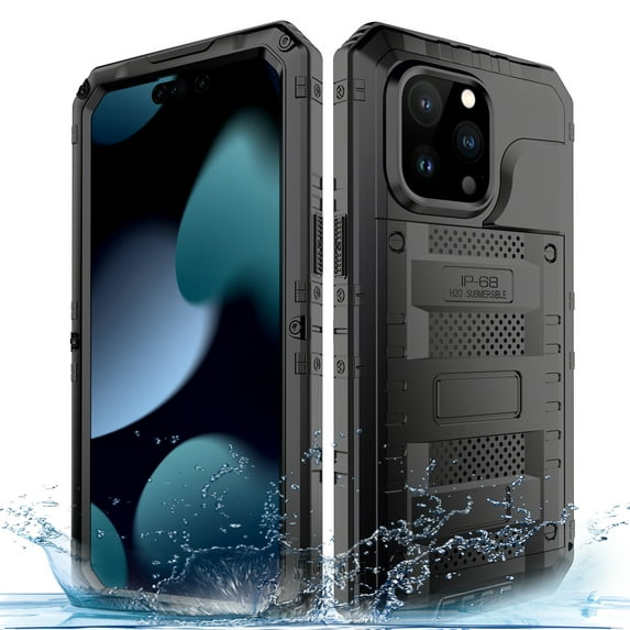 for iPhone 11 Pro Max Case, Military Grade IP68 Waterproof Dustproof Shockproof Full Body Sealed Underwater Case with Built-in Screen Protector Heavy Duty Metal Rugged Defender Phone Case,Black