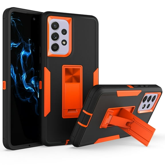 for iPhone 11 Pro Max Case: Military Grade Protection Shockproof Phone Cover Build-in Hidden Kickstand & Rugged TPU Shell | Matte Durable Drop Proof Heavy Duty Case,Black+Orange