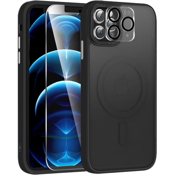 for iPhone 11 Pro Max Case, Phone Case 11 Pro Max Magnetic Case [Compatible with MagSafe] Translucent Matte Back Slim Shockproof Military-Grade Protection Anti-Fingerprint Cover, Black