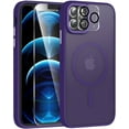 thumbnail image 1 of for iPhone 11 Pro Max Case, Phone Case 11 Pro Max Magnetic Case [Compatible with MagSafe] Translucent Matte Back Slim Shockproof Military-Grade Protection Anti-Fingerprint Cover, Dark Purple, 1 of 13