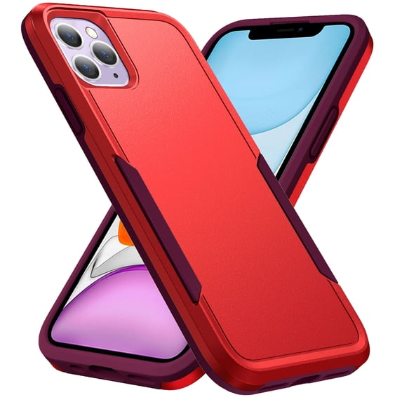 for iPhone 11 Pro Max Case, Phone Case Heavy Duty 2 in 1 Full Body Rugged Shockproof Hybrid Hard PC Soft TPU Bumper Drop Protective Girls Women Boy Men Covers for iPhone 11 Pro Max, Red+Rose