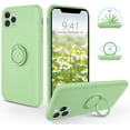 thumbnail image 1 of iPhone 11 Pro Max Case, Phone Case iPhone 11 ProMax 2019, Slim Silicone Soft Rubber Shockproof Protective Bumper 360° Ring Holder Kickstand Drop Protection Cute Girls Women Cover, Grass Green, 1 of 14
