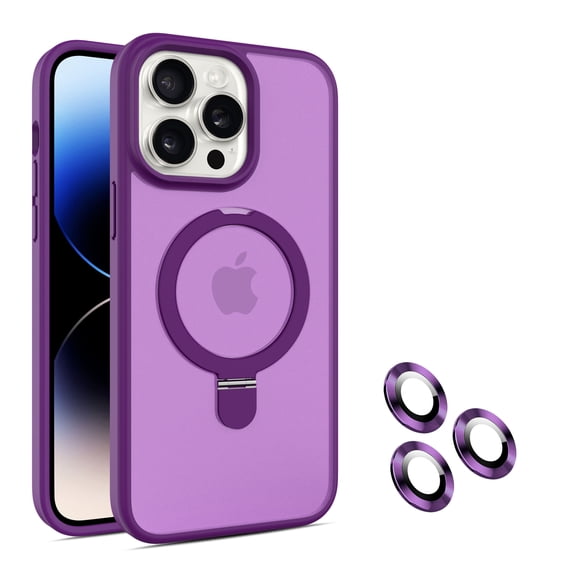 for iPhone 11 Pro Max Case with Stand, Slim Magnetic Phone Case with Camear Lens Protector Kickstand Support Wireless Charging Shockproof Protective Bumper for Apple iPhone 11 Pro Max, Darkpurple