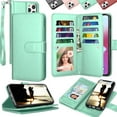 thumbnail image 1 of iPhone 11 Pro Max Case,Takfox Wallet Phone Case for iPhone 11 Pro Max (6.5 inch) ID Credit Card Slots Holder Pouch Folio Flip PU Leather Cover Detachable Magnetic Hard Case &Wrist Strap-Turquoise, 1 of 7