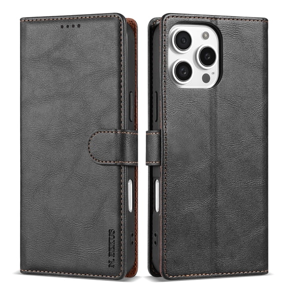 for iPhone 11 Pro Max Case Wallet,3 Card Slots Holder [RFID Blocking] Soft PU Leather Cover,Shockproof Protective Magnetic Flip Stand Solid Color Business Style Luxury Cases,Black