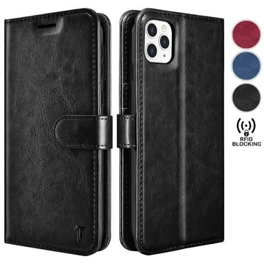 iPhone 11 Pro Max Case Wallet, iPhone 11 Pro Max Cover Case, Tekcoo Premium Vegan Leather [RFID Blocking] Luxury ID Cash Credit Card Slots Holder Carrying Pouch Folio Flip Cover [Black]