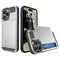 thumbnail image 1 of for iPhone 11 Pro Max Case Wallet Credit Card Holder ID Slot Sliding Door Hidden Pocket Men Anti-Scratch Dual Layer Hybrid Bumper Armor Protective Shell Back Cover For iPhone 11 Pro Max, Silver, 1 of 12