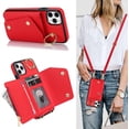 thumbnail image 1 of for iPhone 11 Pro Max Case Wallet with Strap for Women,Crossbody Lanyard and Wristlet Strap,Zipper Pocket,Credit Card Holder,Ring Stand,RFID Blocking Phone Wallet Cases(6.5 inch,Red), 1 of 17